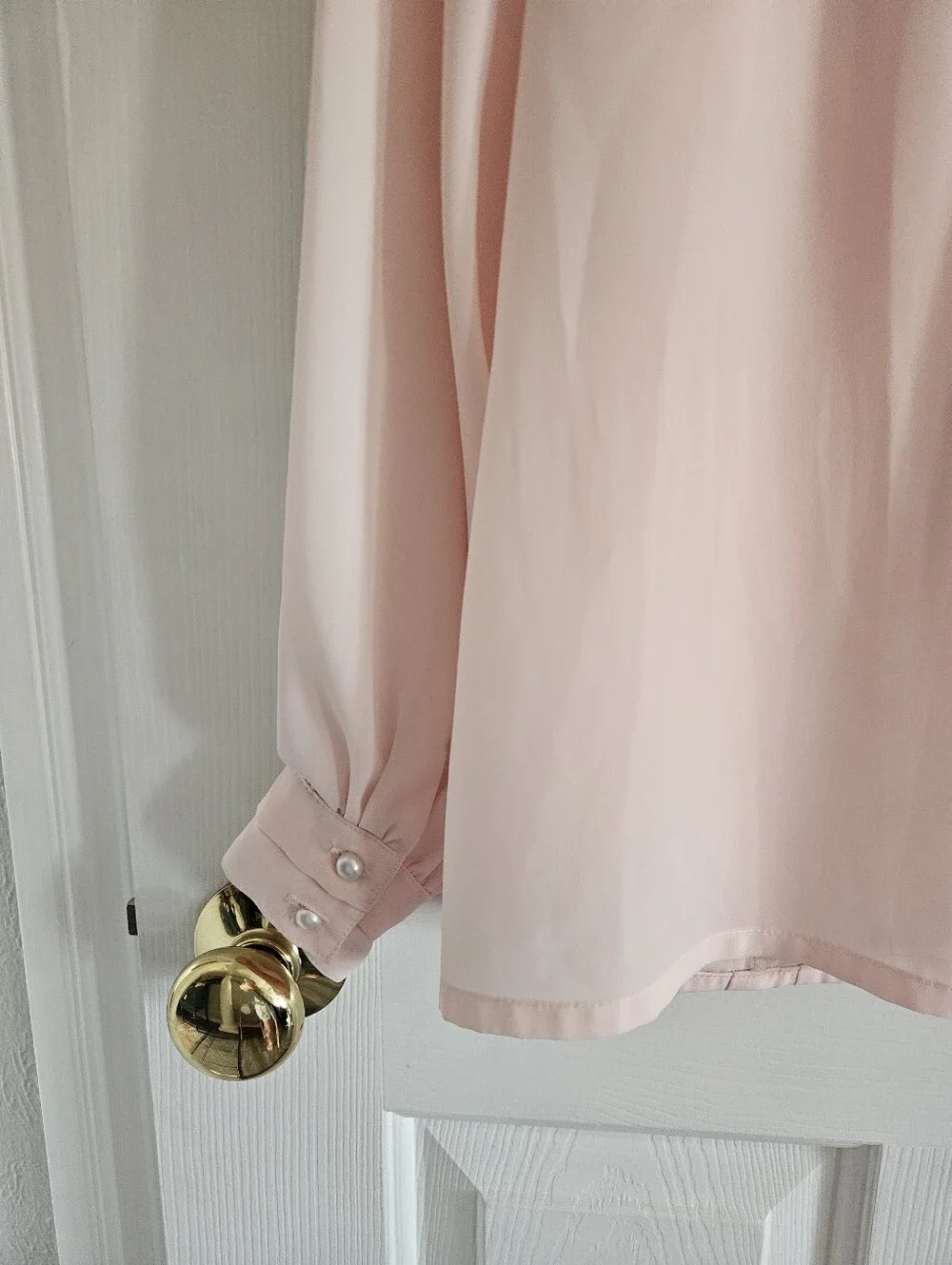 Vintage La Blouse Soft Pink Pleated Button Front Blouse Top - Picture 11 of 11